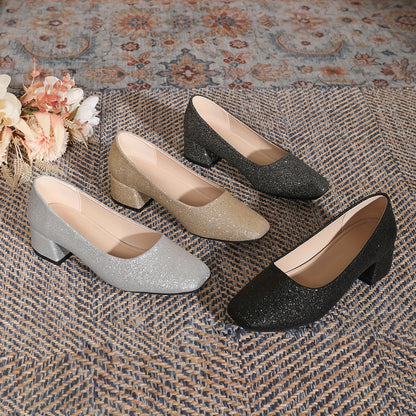 Élancée – Escarpins Brillants à Talon Moyen