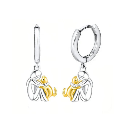 Lily™ - Boucles d’Oreilles Icône Chat (Fermoir Rond)